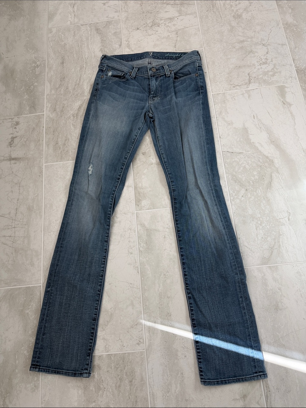 7 For All Mankind Women's Straight Leg Jeans in Faded Blue - 27x32